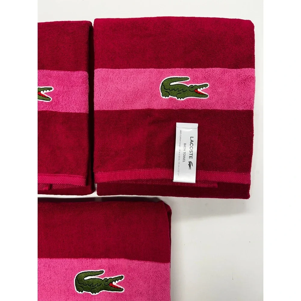 Lacoste‎ Pink Bath Towel 4 Pack 100% Cotton 30